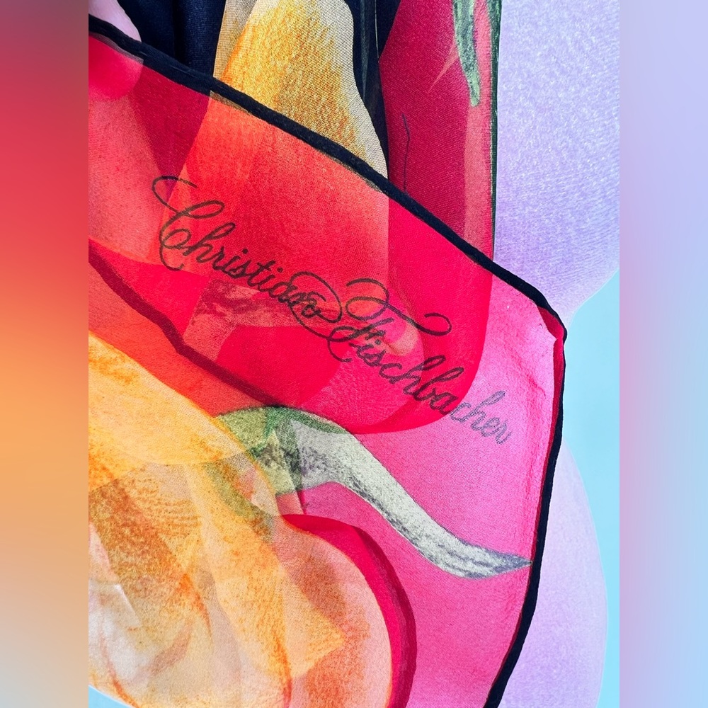 EUC Christian Fischbacher Floral Scarf - Picture 8 of 8